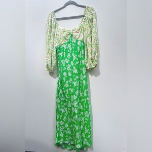 RIXO puff sleeve floral dress